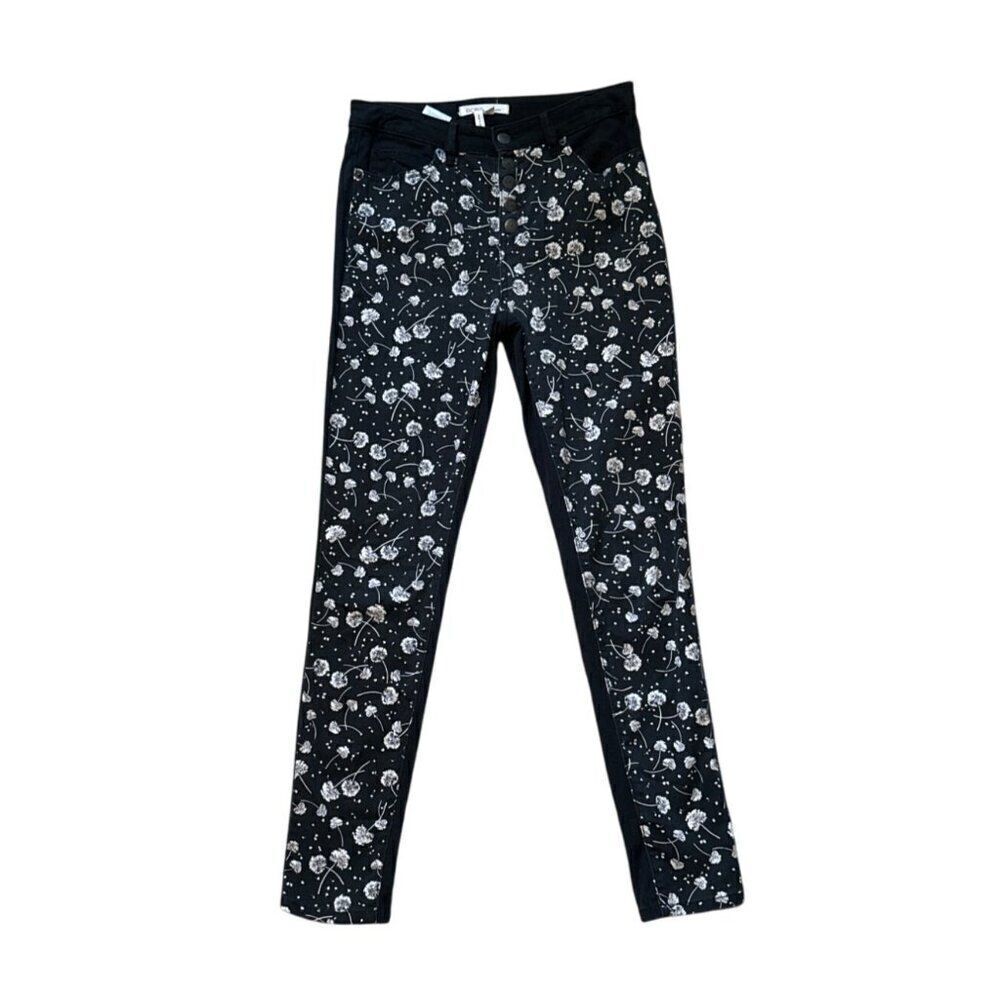 BCBGeneration Womens Black & White Floral Print Skinny Jeans Size 28